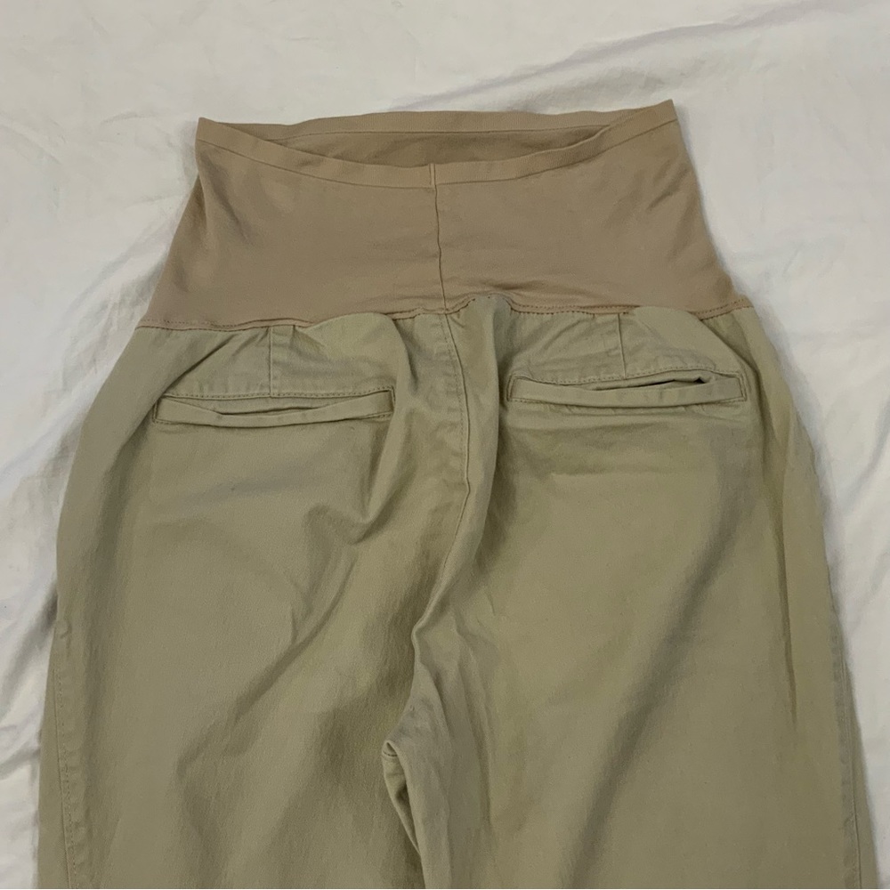 Old Navy Maternity Full Panel Tan Straight Leg Pants w/Pockets 12 Short Stretch - Picture 4 of 11